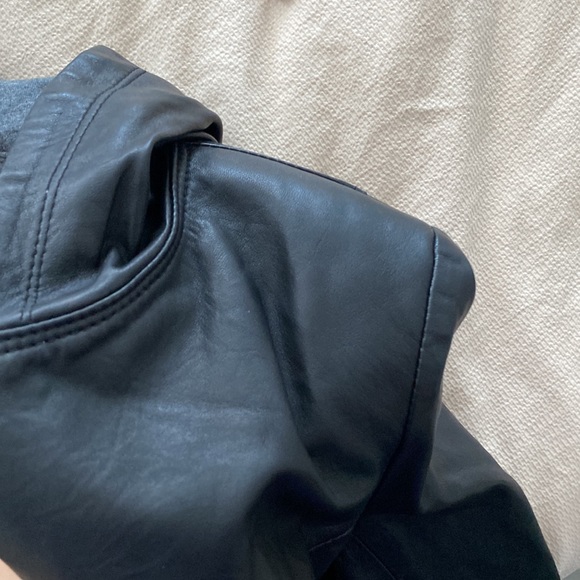 Bird by Juicy Couture Soft Leather Jacket Hoodie w/ Peplum🖤 - Picture 9 of 17